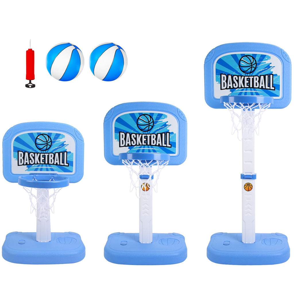 2 In 1 Poolside Basketball Game Set Pool Basketball Goal Indoor Outdoor Kids Basketball Court Water Basketball Toy with 2 Balls Gift for Boys Girls Aged 6-14
