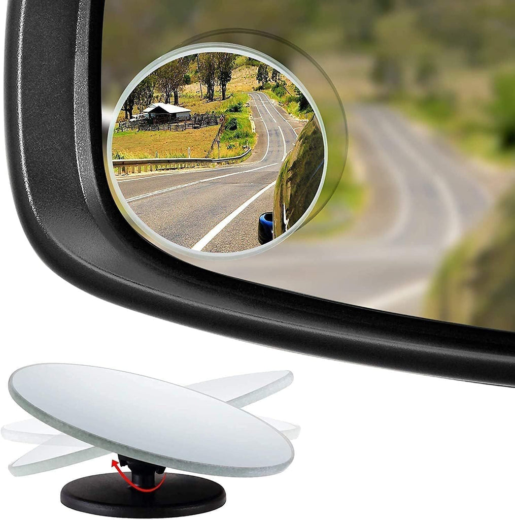2-Inch Round Blind Spot Mirrors for Cars, Universal Fit, HD Convex Wide Angle, Stick-On Frameless Side Mirror Blindspot, Adjustable Blind Spot Mirror for Car Side Mirrors, 2-Pack