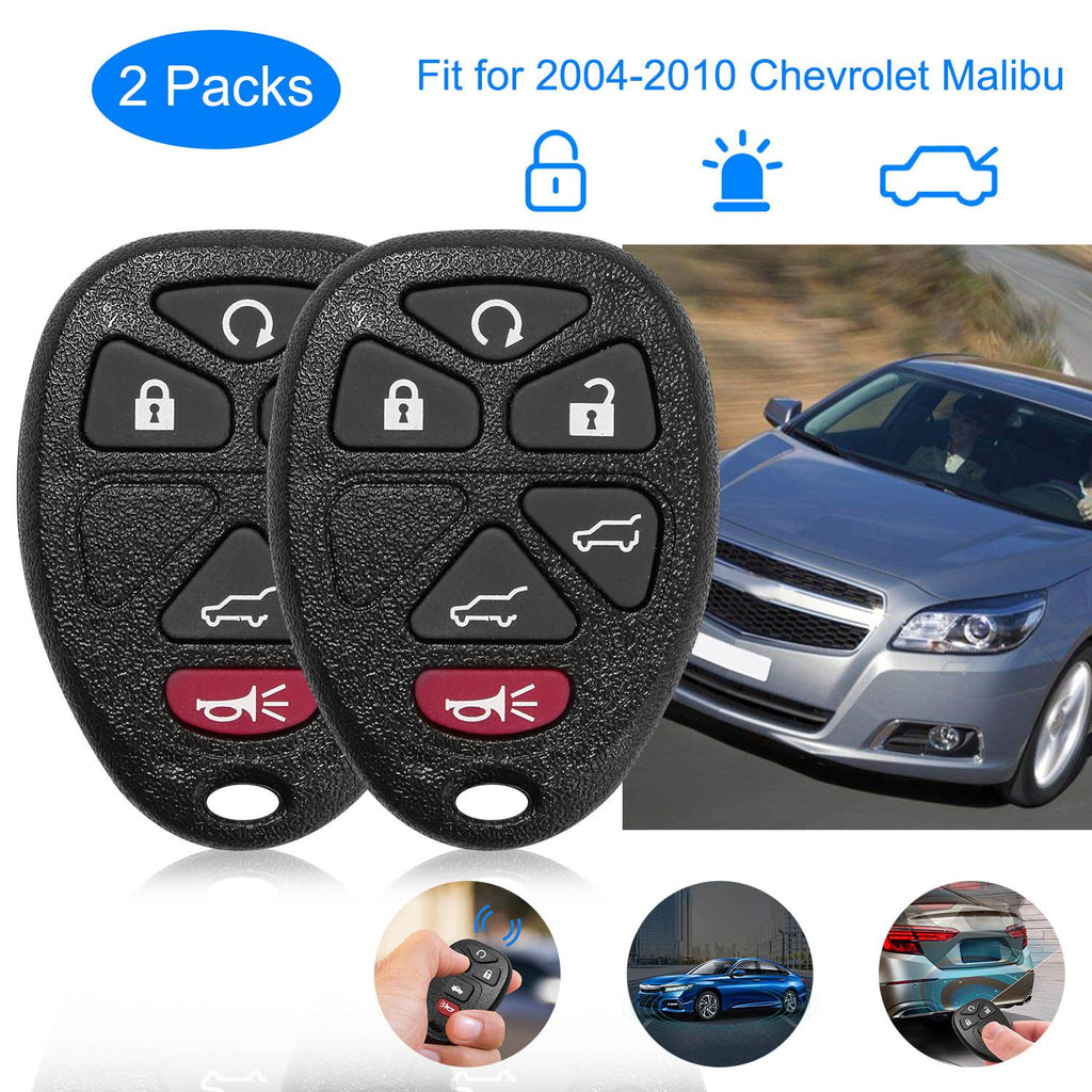 2 Keyless Entry Car Key Remote Key Fob Case Button Pad Replacement for 2004-2010 Chevrolet Malibu KOBGT04A