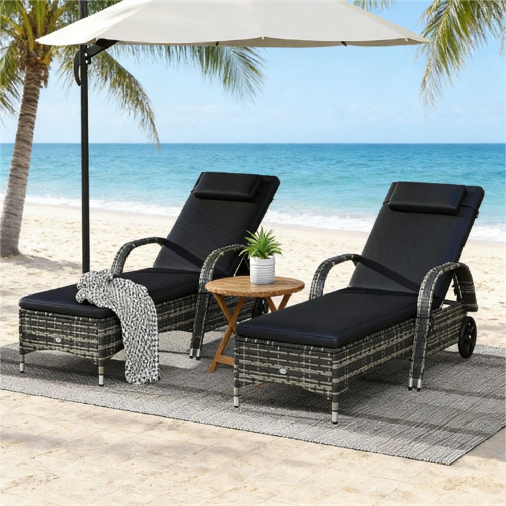 2 lounge chairs, armchair, sun chair, outdoor chair, black