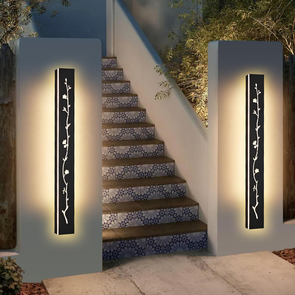 2 Pack 24/32/40/48/60in LED Outdoor Wall Lights Black Outside Garage Lights Porch Light, Modern 3000K Warm Lighting Exterior Wall Sconce Indoor Wall Mount Light Bathroom Lighting, Waterproof IP65
