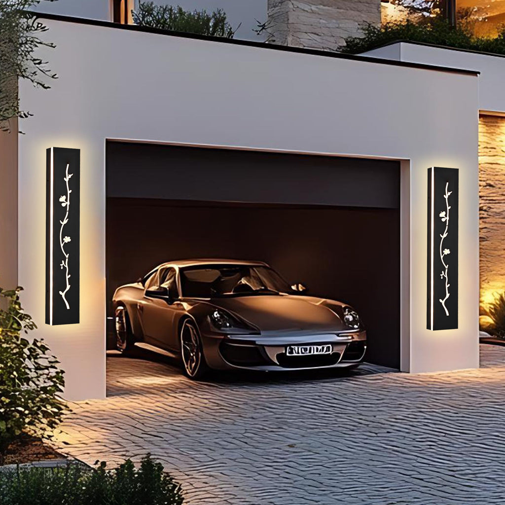 2 Pack 24/32/40/48/60in LED Outdoor Wall Lights Black Outside Garage Lights Porch Light, Modern 3000K Warm Lighting Exterior Wall Sconce Indoor Wall Mount Light Bathroom Lighting, Waterproof IP65