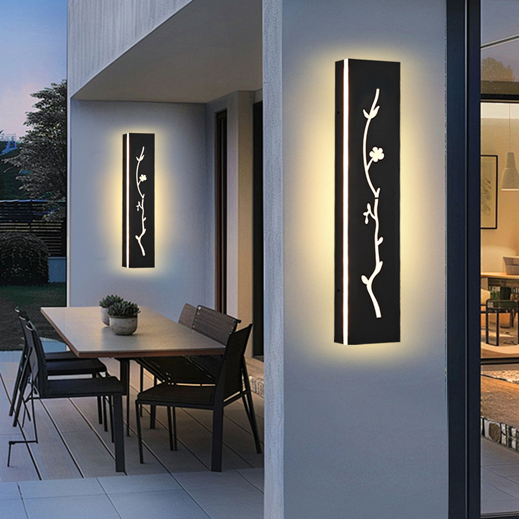 2 Pack 24/32/40/48/60in LED Outdoor Wall Lights Black Outside Garage Lights Porch Light, Modern 3000K Warm Lighting Exterior Wall Sconce Indoor Wall Mount Light Bathroom Lighting, Waterproof IP65