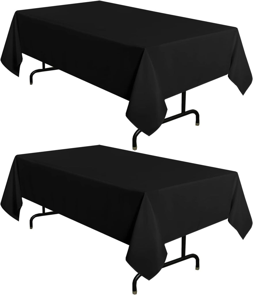 2 Pack Black Tablecloth 60 x 102 Inch, Rectangle 6 Feet Table Cloth
