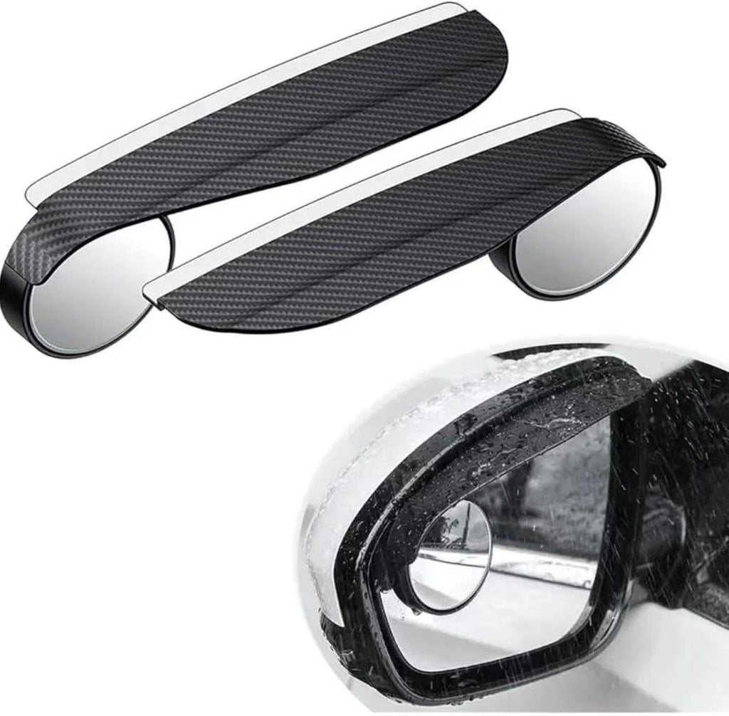 2-Pack car blind spot mirrors, universal car side view mirror rain cover & blind spot mirror, carbon fiber, easy install, stylish black design, enhances visibility safety automotive (2)