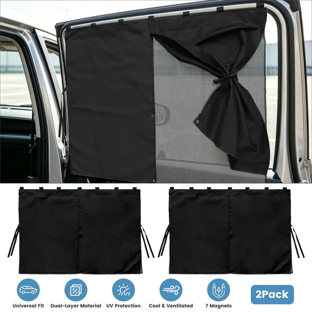 2 Pack Car Window Shades 26.77"×19.09" Double-Layer Magnetic Car Side Window Shades with 3 Adjustable Modes Universal Fit for Most Vehicles