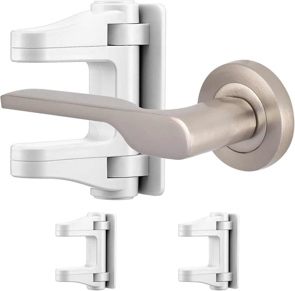 2 Pack Child Proof Door Lock, Door Handle Baby Proof Doors Locks for Kids Safety Child Doors Knob Covers Lever Lock with Adhesive Backing Prevents Toddlers from Opening