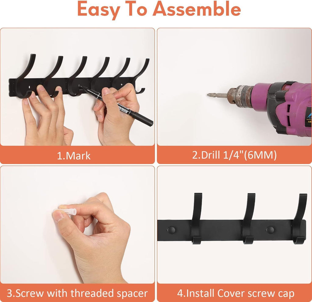 2 Pack Coat Rack Wall Mount Coat Hooks Wall Mount Wall Hooks for Hanging