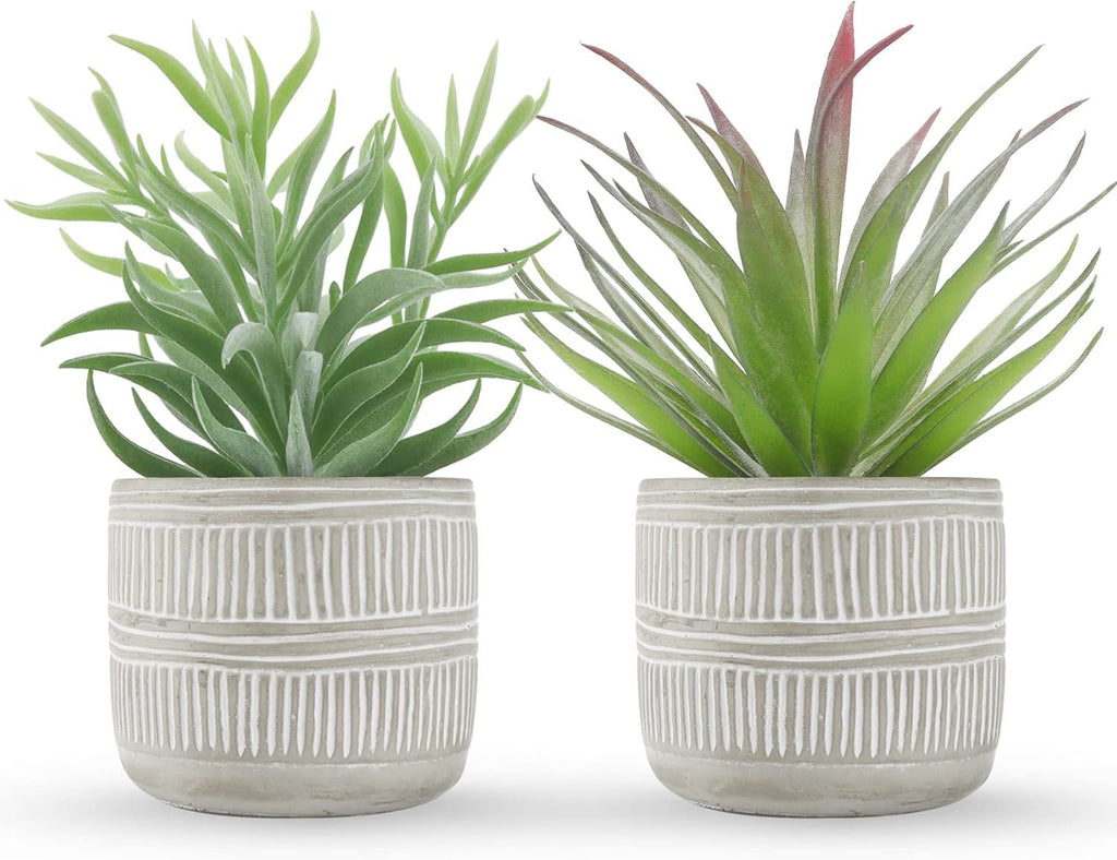2 Pack Fake Succulents Plants Artificial Succulents in Pots for Room Home Bathroom Bedroom Office Boho Decor