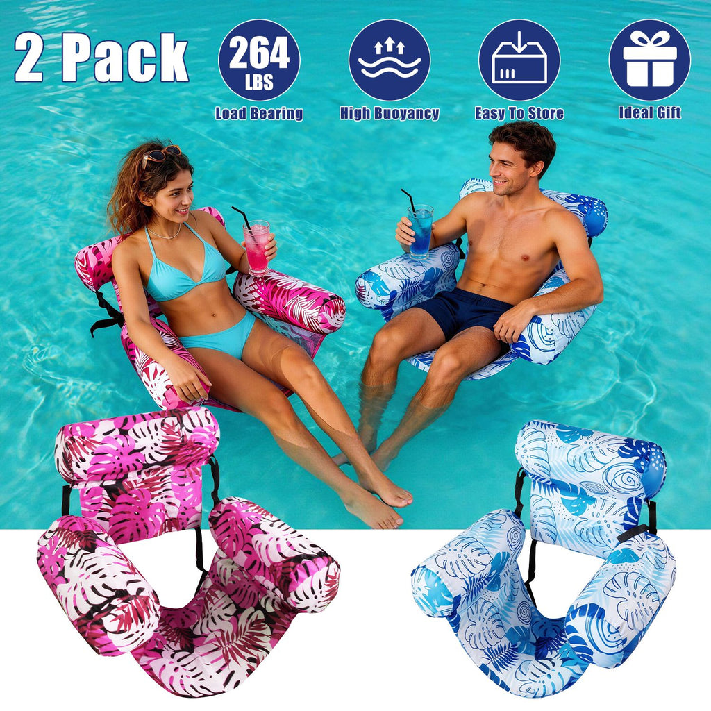 2 Pack Inflatable Pool Floats for Adult Inflatable Hammocks Floating Lounge Chairs for Party Summer Water Beach Lake Fun