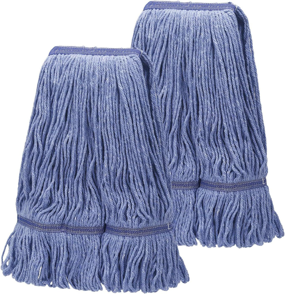 2 Pack Mop Head Replacements,General Cleaning Mop Heavy Duty Commercial and Industrial Replacement Mop Head, Wet Industrial Blue Cotton Looped End String Head Refills Head (Blue)