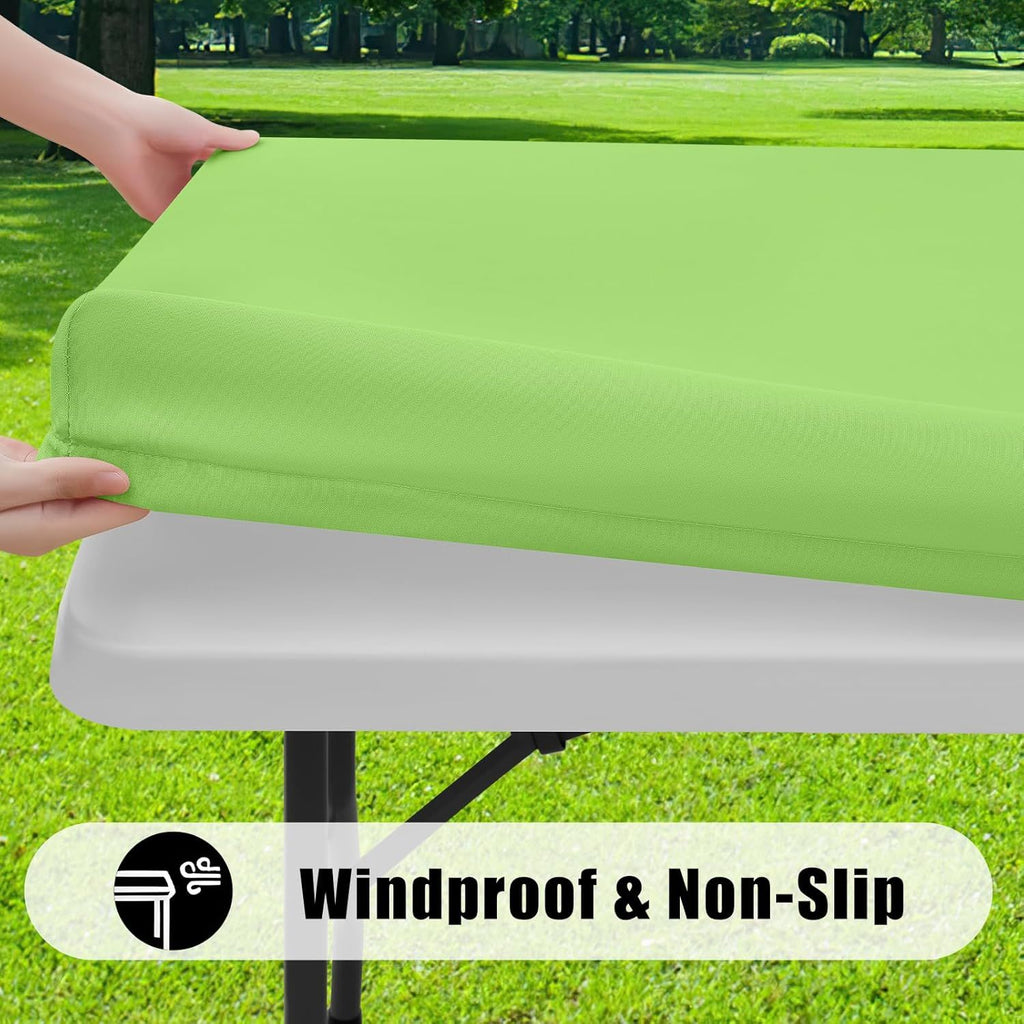 2 Pack Rectangle Picnic Table Cloth, Waterproof Elastic Fitted Tablecloths, Washable Polyester Rectangular Patio Table Cover for Camping, Indoor and Outdoor