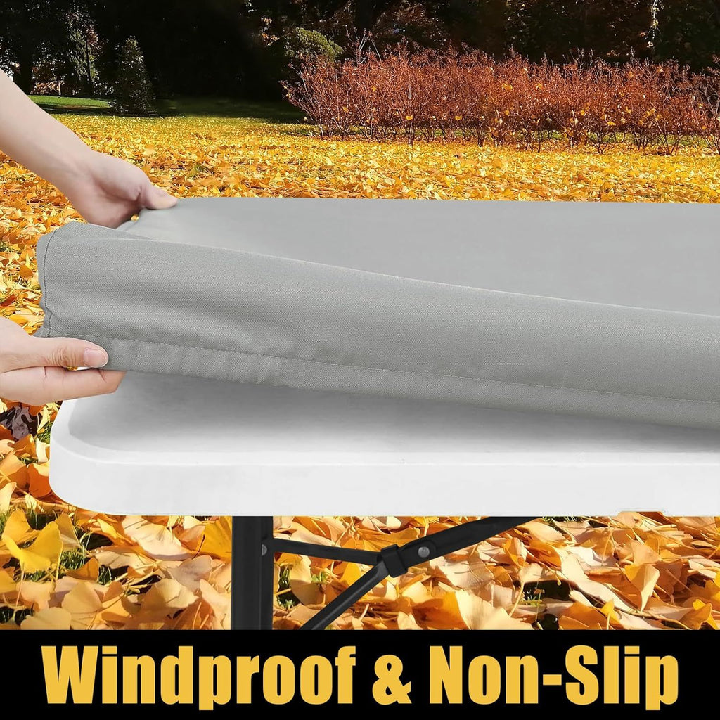 2 Pack Rectangle Picnic Table Cloth, Waterproof Elastic Fitted Tablecloths, Washable Polyester Rectangular Patio Table Cover for Camping, Indoor and Outdoor