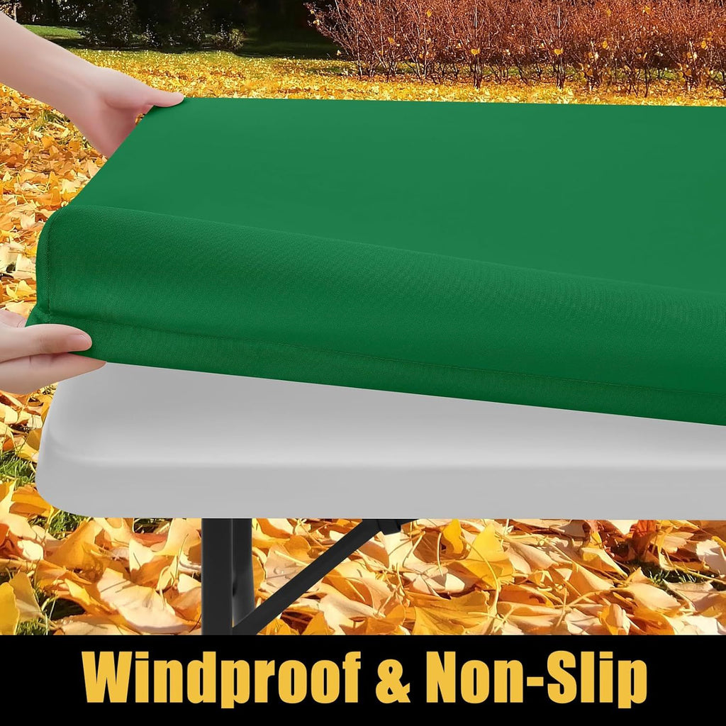 2 Pack Rectangle Picnic Table Cloth, Waterproof Elastic Fitted Tablecloths, Washable Polyester Rectangular Patio Table Cover for Camping, Indoor and Outdoor