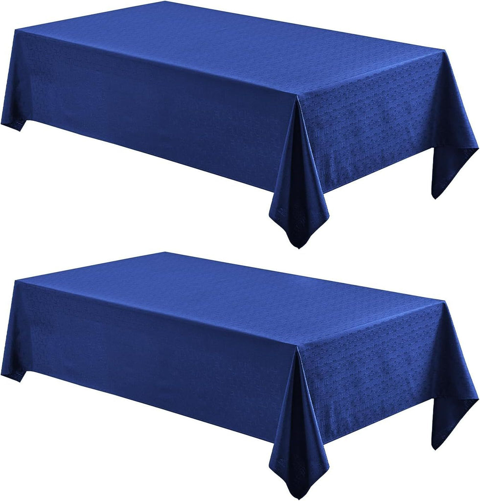 2 Pack Rectangle Tablecloth, 52x70 inch, Water Resistant Wrinkle Free Linen Textured Table Cloth Washable, Decorative Fabric Table Cover for Dining, Party and Camping, Royal Blue