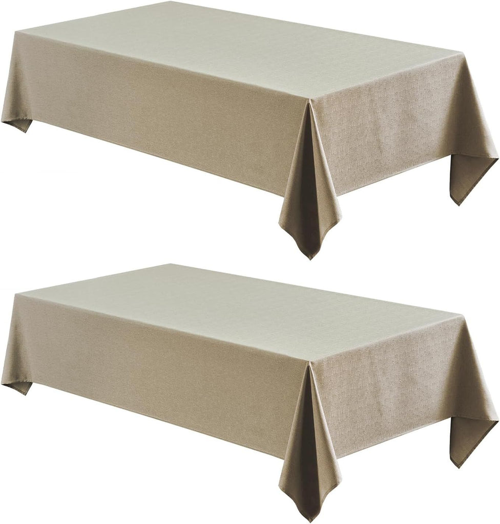 2 Pack Rectangle Tablecloth, 60x84 inch, Water Resistant Wrinkle Free Linen Textured Table Cloth Washable, Decorative Fabric Table Cover for Dining, Party and Camping, Green
