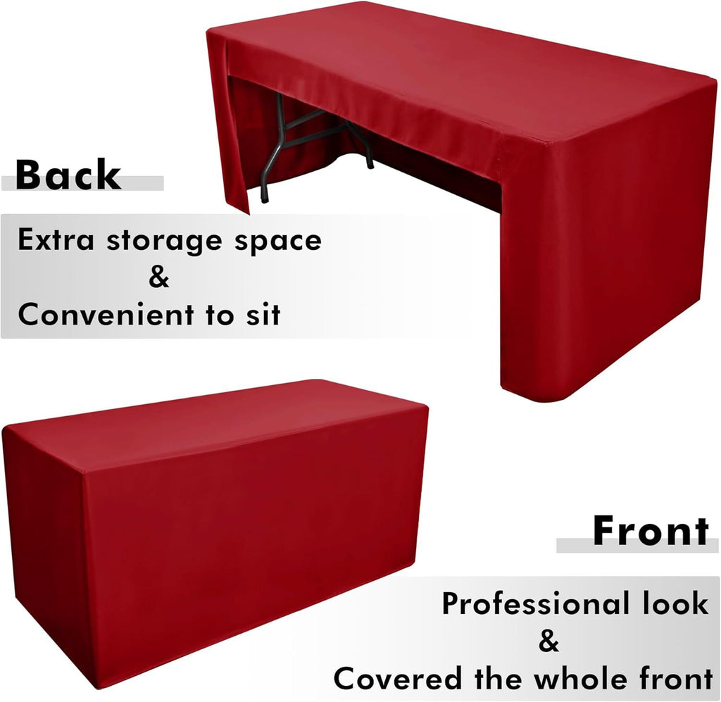 2 Pack Red Fitted Tablecloth Rectangular for 6 Foot Tables Trade Back Christmas Tablecloth Washable and Wrinkle Resistant Fabric Table Cloth for Weddings, Parties, Buffet