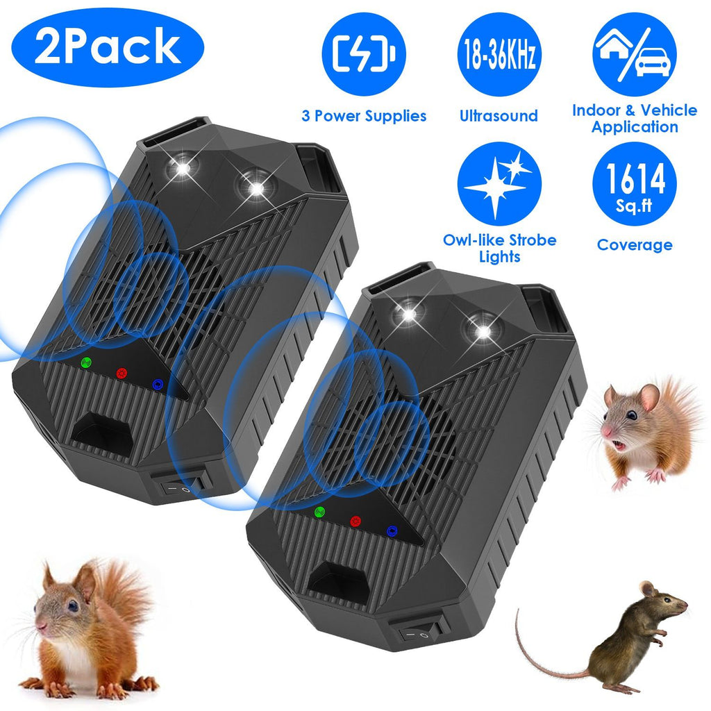 2 Pack Under Hood Ultrasonic Rodent Repeller