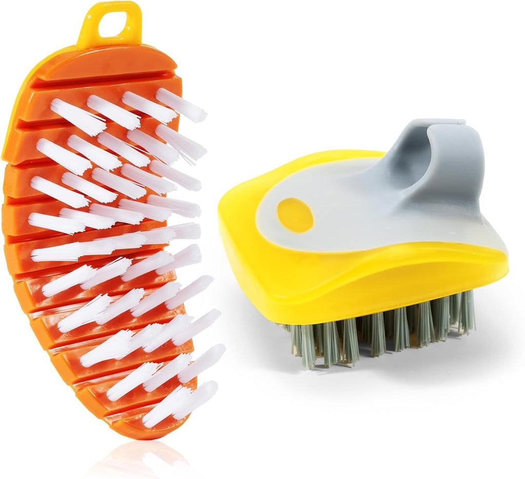 2 Pack Vegetable Brush Potato Scrubber for Food, Flexible Carrot Shape Veggie Brush and Finger Ring Fruit Cleaning Brush, Kitchen Produce Scrubber for Potatoes Carrots Corn