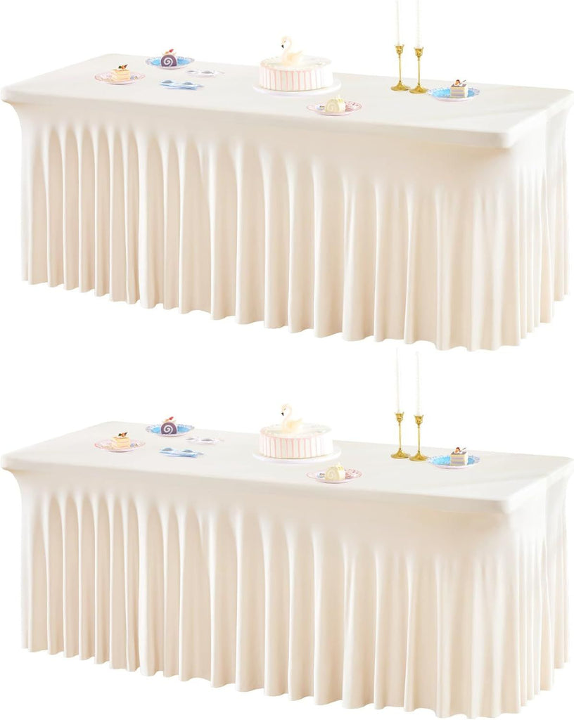 2 Packs Ivory Table Clothes for 6 Foot Rectangle Tables
