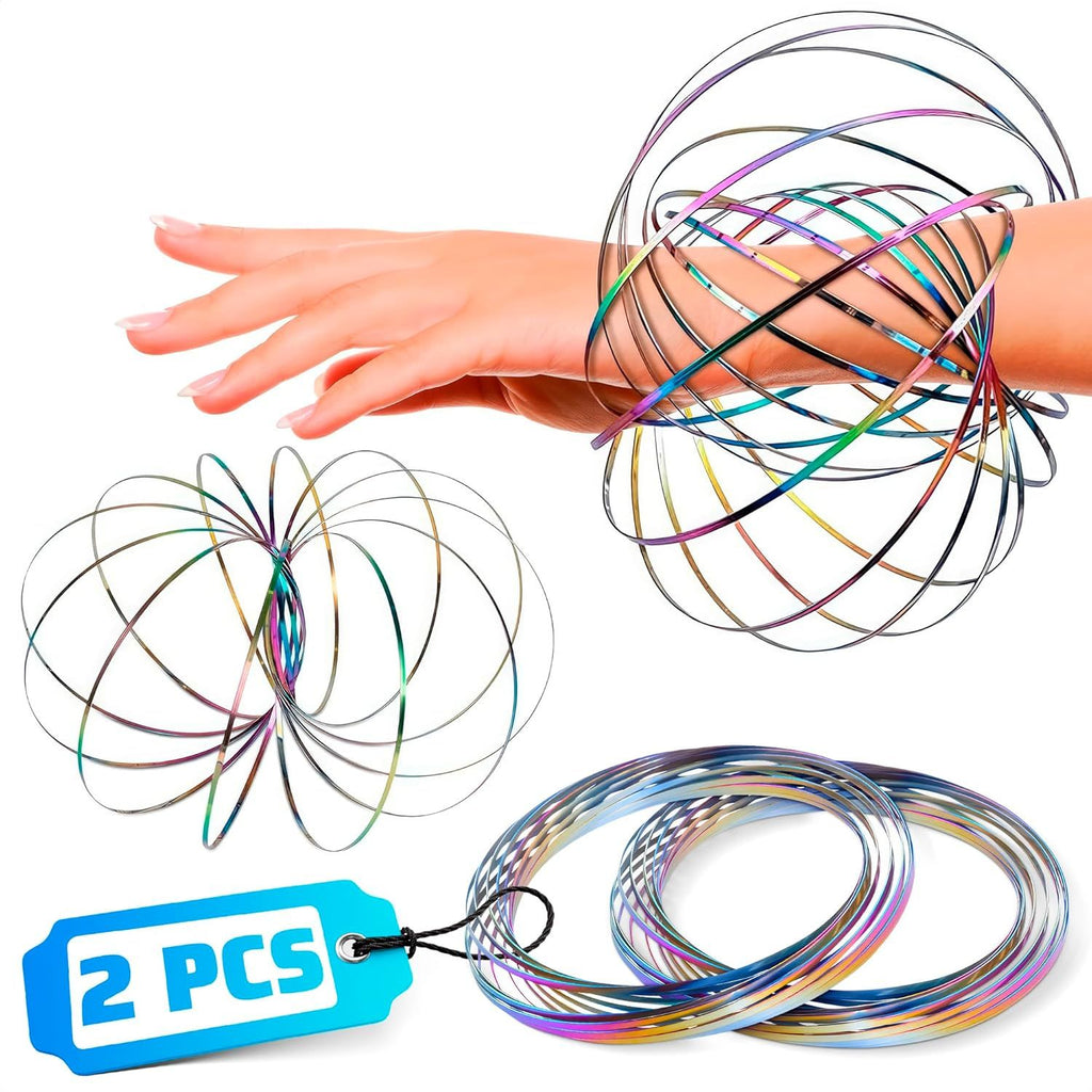 2 Pcs Flow Ring Spinner Ring Arm Toy - 5.1" Color - Changing Fidget Flow Toy with a Pleasant Smooth Surface