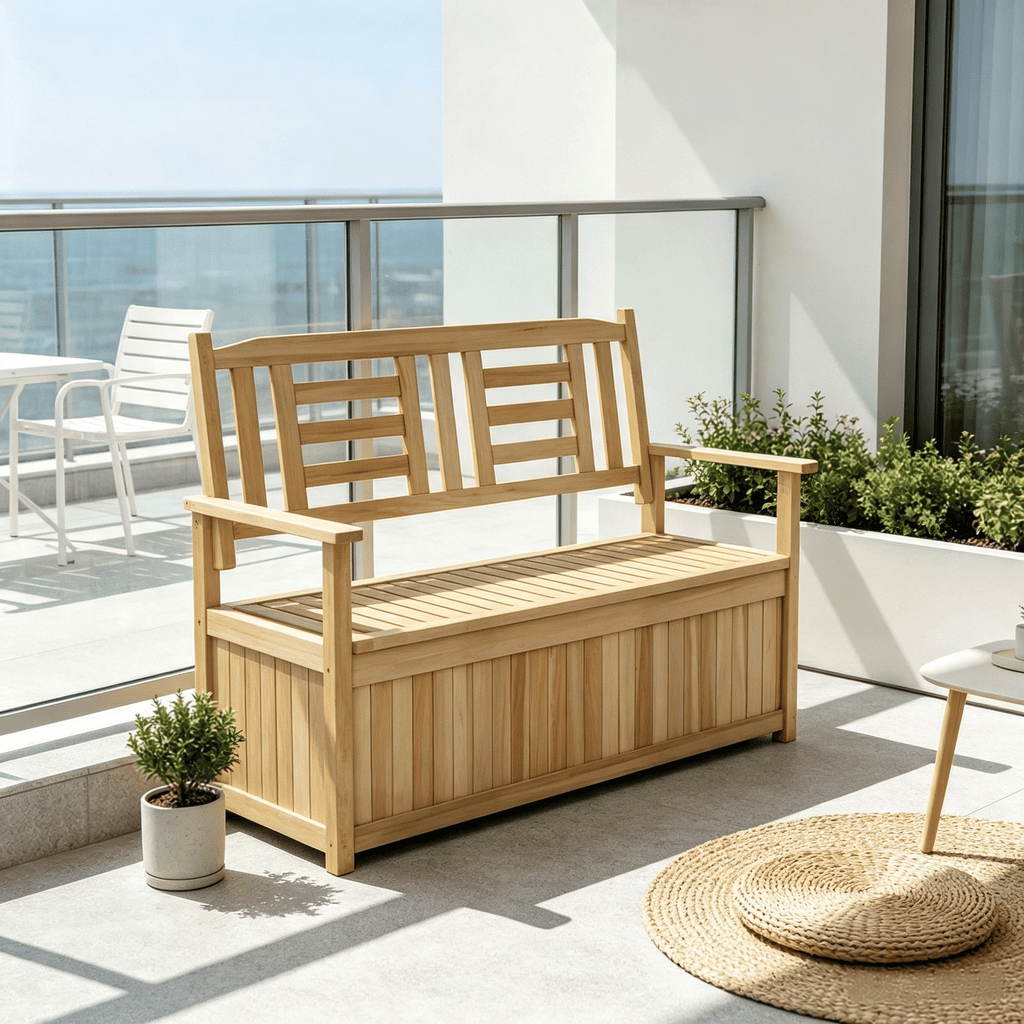 2-Person Garden Bench 49 Gal Storage Backrest Included Outdoor Furniture for Garden Yard Patio