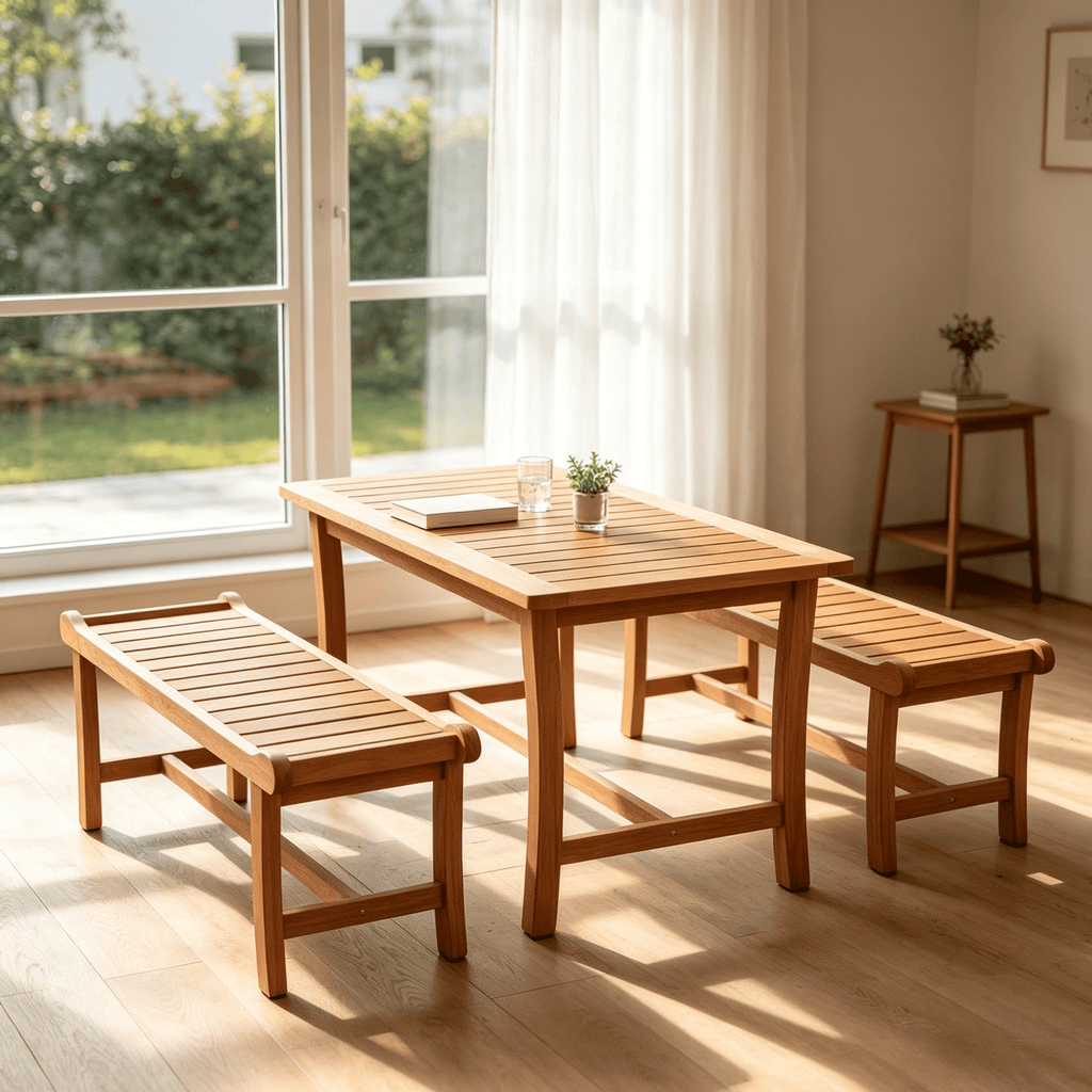 2-Person Outdoor Wood Bench Slatted Seat Raised Edges Garden Furniture for Backyard Lawn Park -Excluding tables