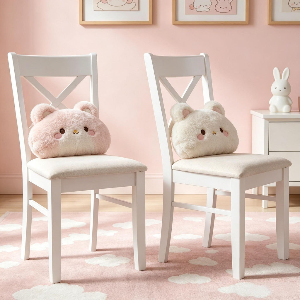 2-Piece Dining Chairs Set Upholstered Kitchen Padded Seat X-Back Rubberwood Frame White
