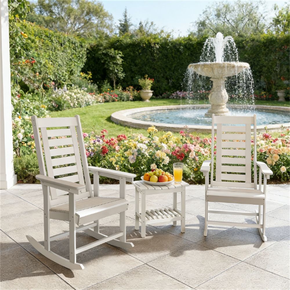 2-piece outdoor rocking chair, terrace chair, armchair, white