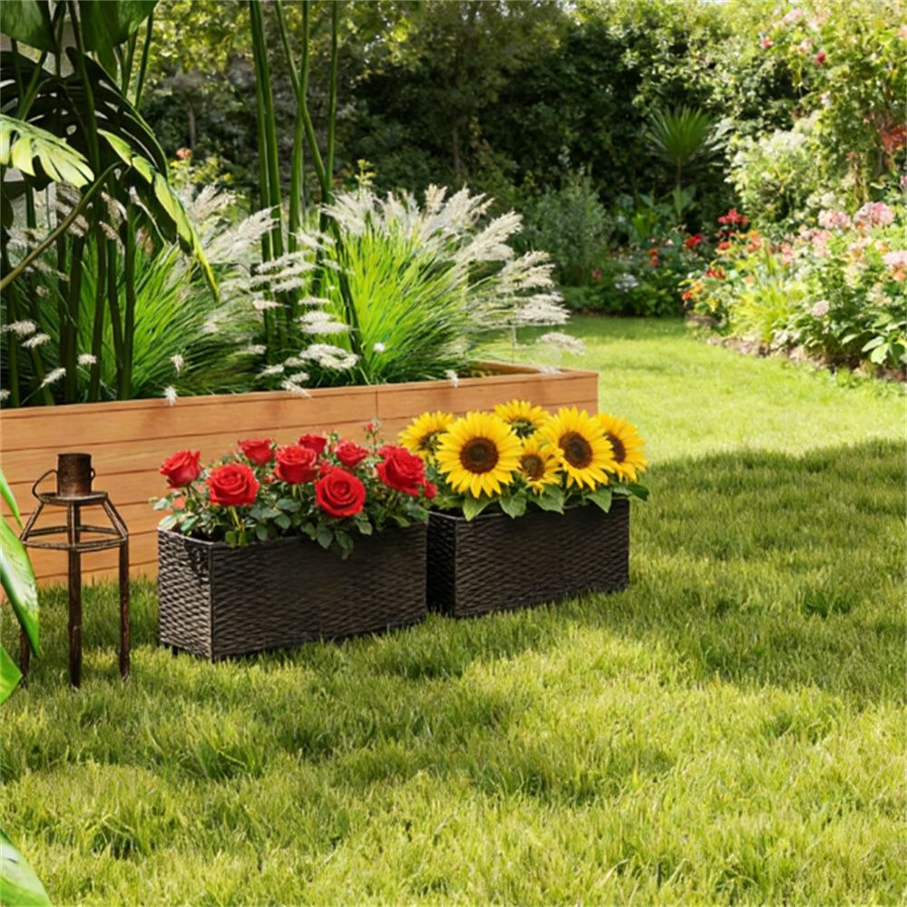 2-piece set of railing flower pots, hanging flower pots, planting boxes, planting pots, brown(only flower pots x2)