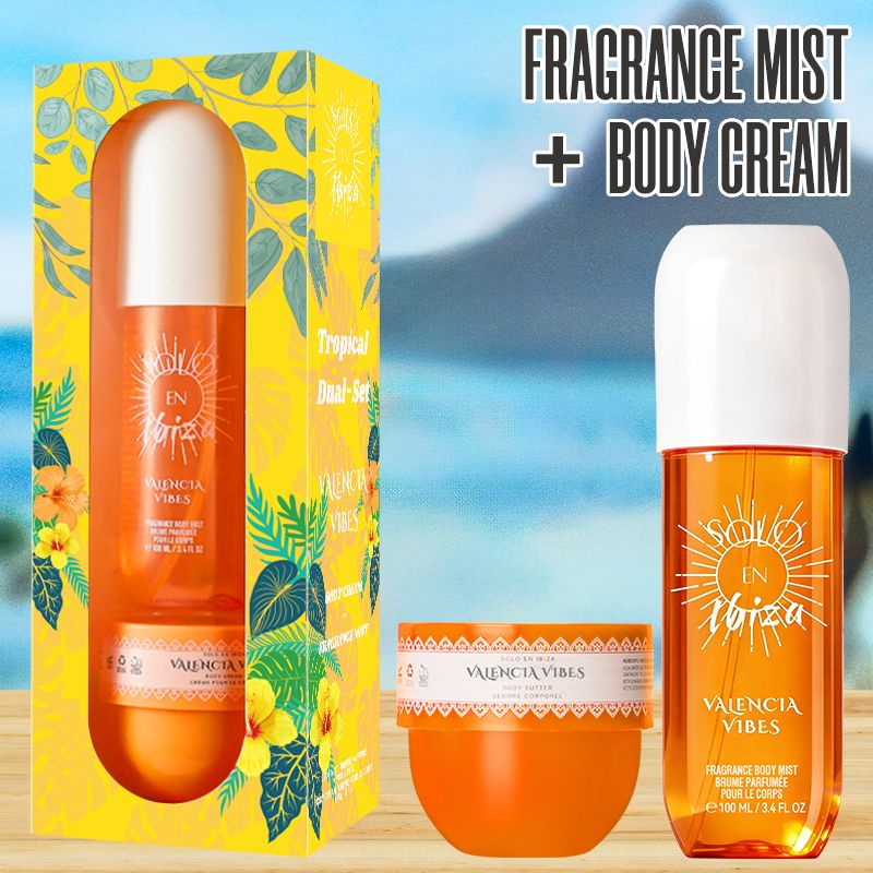 2-Piece Set, SOLO EN IBIZA Body & Hair Fragrance Mist And Body Cream Gift Box For Men And Women, Long Lasting Fragrance, 4 Different Scent, Perfect For Holiday Gifts, Dating, Daily Life, Parties