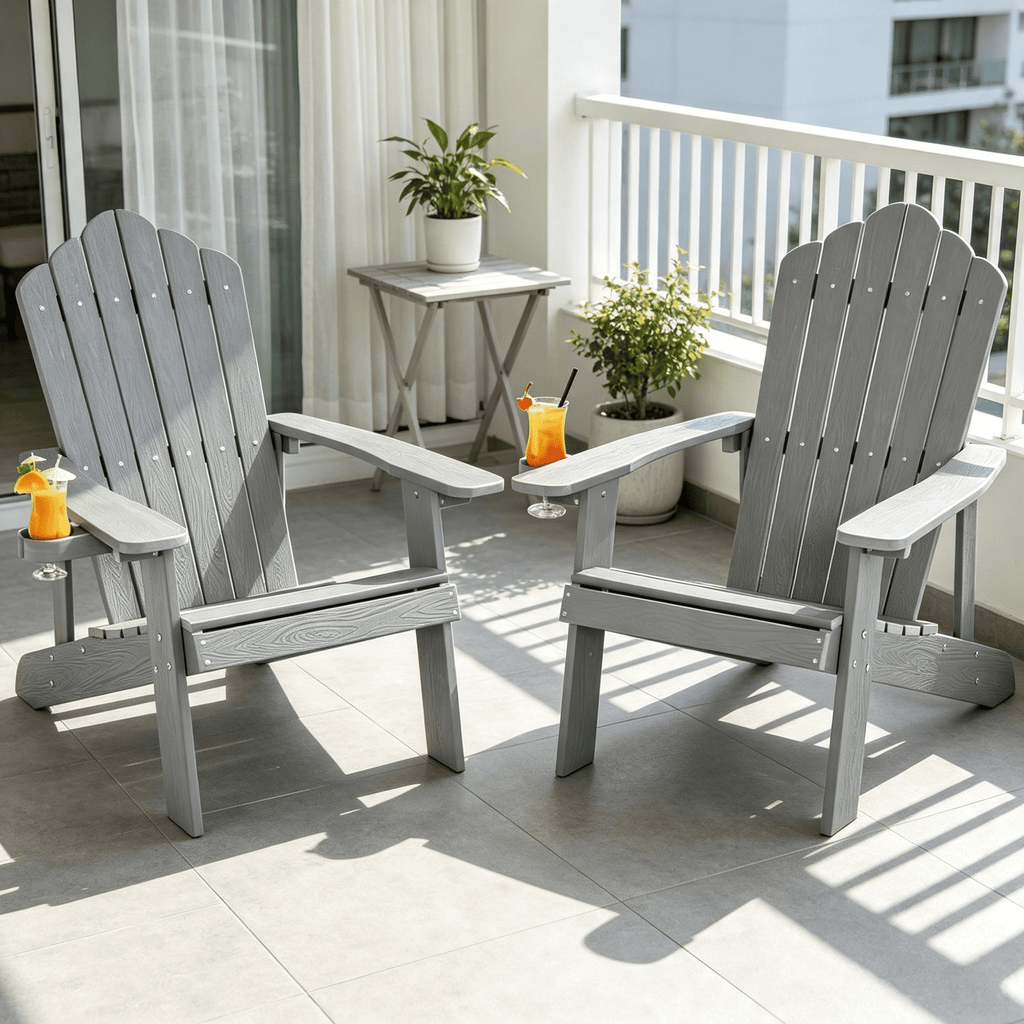 2 Pieces Adirondack Chair Set Ergonomic Design for Porch Backyard Comfortable Outdoor Furniture
