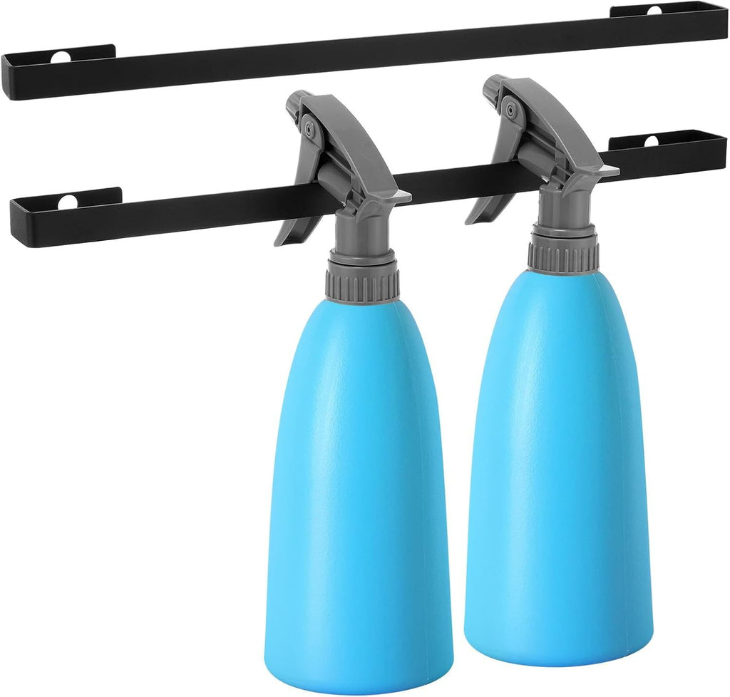 2 Pieces Spray Bottle Organizers 14 Inch Wall Mounted Detailing Bottle Storage Rack Holders Universal Lightweight Spray Can Holders for Mobile Garage Detailing Home Organizers, Black
