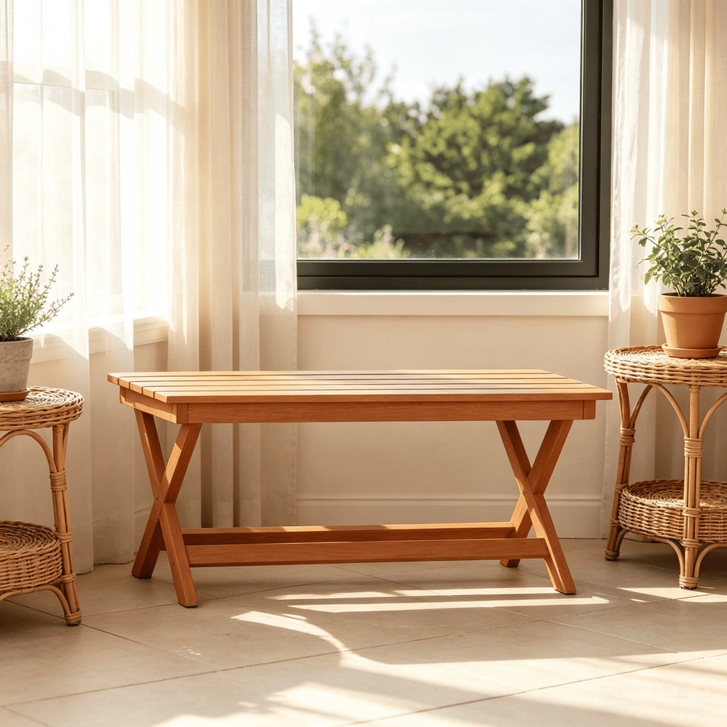 2-Seat Wooden Garden Patio Bench X-Shaped Legs Outdoor Furniture for Garden Patio