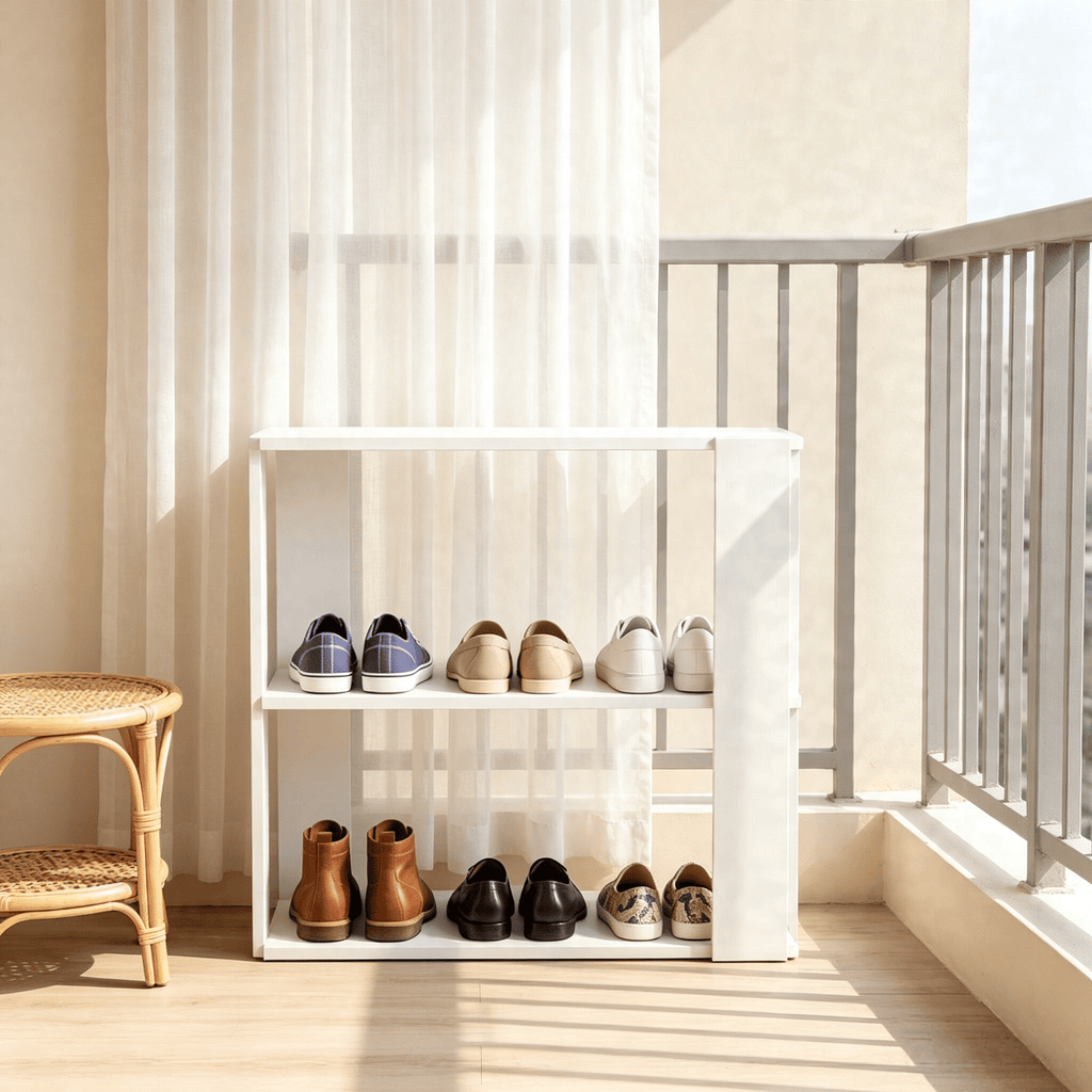 2 stackable 3-layer shoe racks with anti tipping device, suitable for home wardrobe organizer