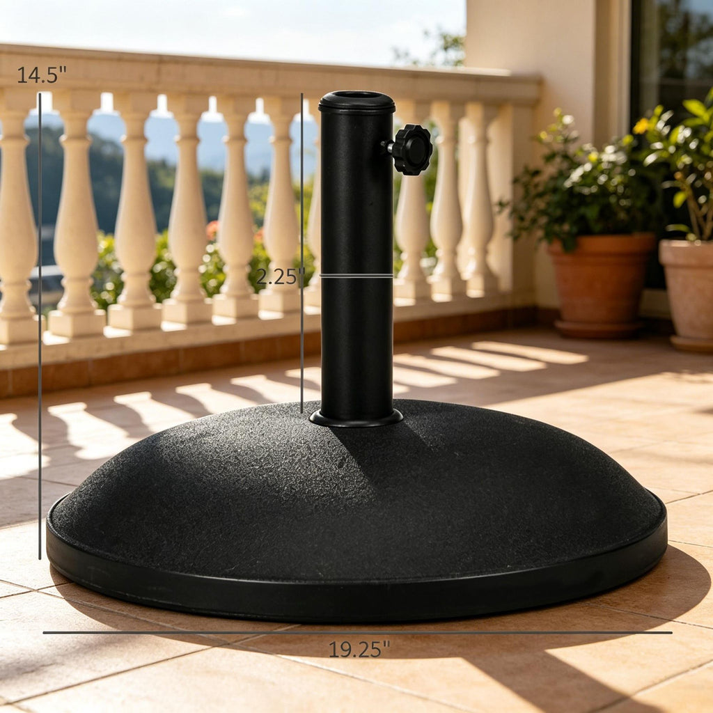 20\" 55 Lbs round Cement Umbrella Base Stand with Tightening Knob for Easy Setup - Black Parasol Holder Compatible with Φ1.3'' Φ1.5'' Φ1.9'' Poles for Lawn Deck Backyard Garden