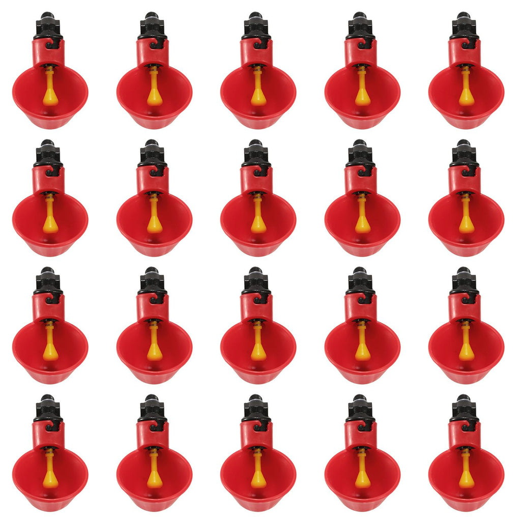 20 Pack Chicken Waterer Automatic Poultry Waterer Chicken Drinker Cups w/Mounting Joint for Chicken Poultry