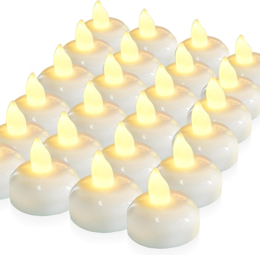200 Hours 24 Pack Flameless Floating Candles, Warm White Led Flickering Tealight Candles in Bulk, Decor for Wedding, Party, Centerpiece, Pool, Christmas