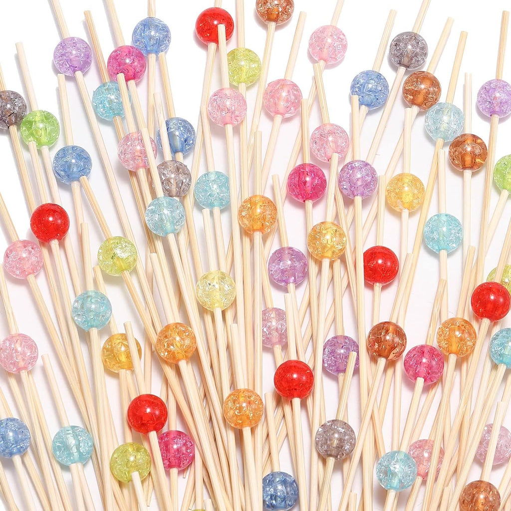 200 Pcs Cocktail Picks, 4.7 Inch Toothpicks for Appetizers, Bamboo Cocktail Sticks Skewers for Drinks, Desserts, Charcuterie, Wedding Party Fancy Toothpicks, Colour Pearl Food Picks Decorative