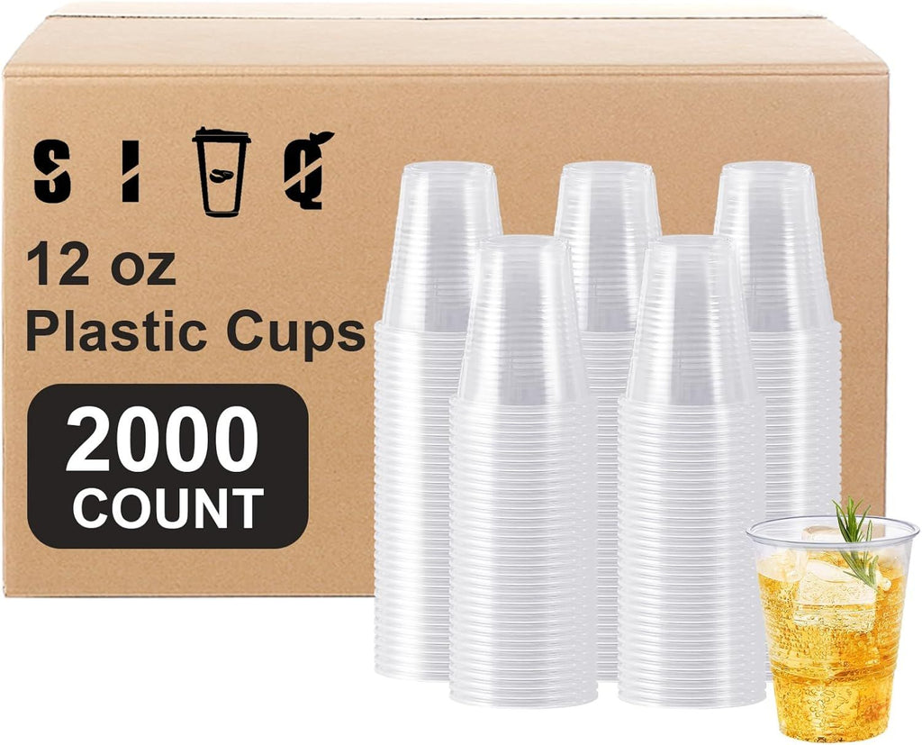 2000 Pack 12 oz Clear Plastic Cups, Disposable Water Cups, Cold Party Drinking Cup for Picnic, BBQ, Wedding, Travel,