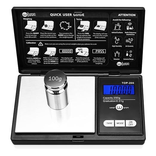 200g Digital Pocket Gram Scale 0.01g Accuracy, 200g x 0.01g Mini Digital Grams Scale, Small Food Scale, Jewelry Scale, Ounces Grains Scale With100g Calibration Weight