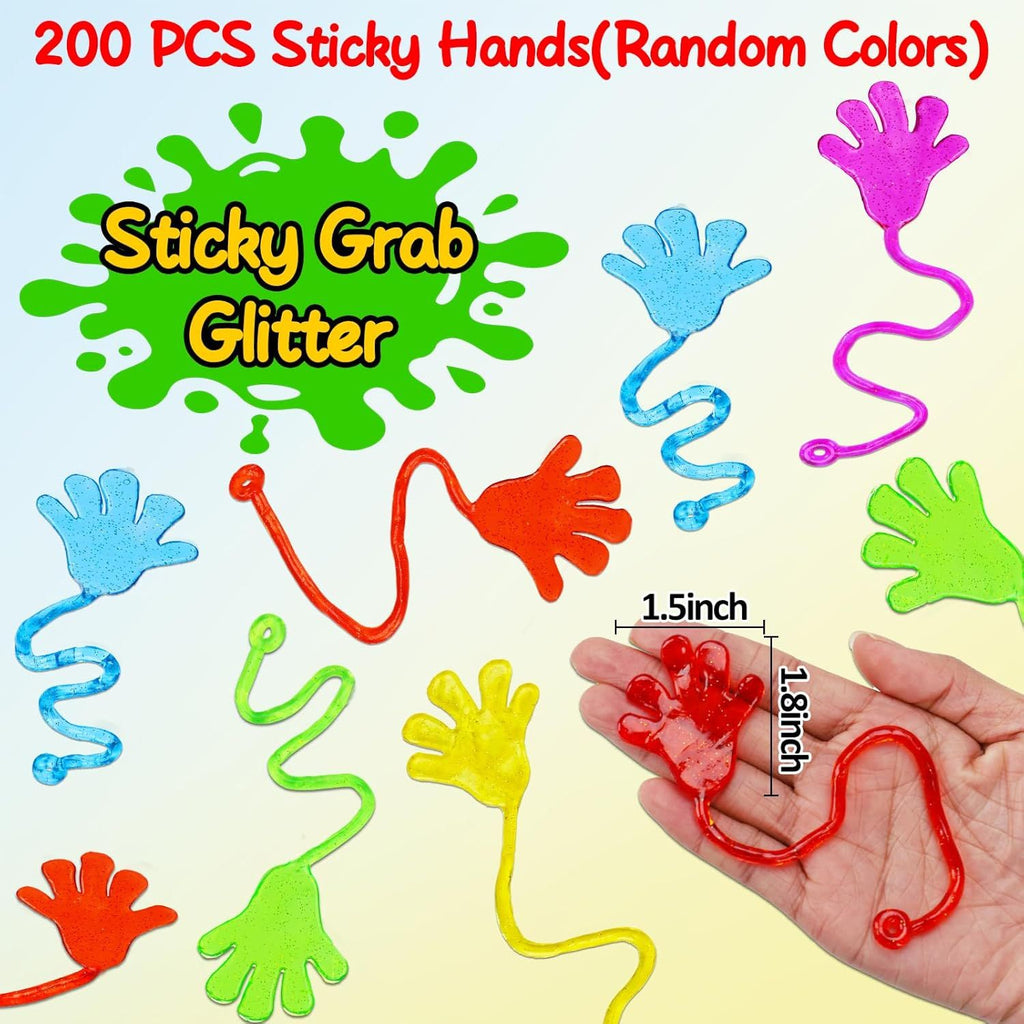 200PCS Glitter Sticky Hand Party Favors for Kids Birthday Supplies Goodie Bag