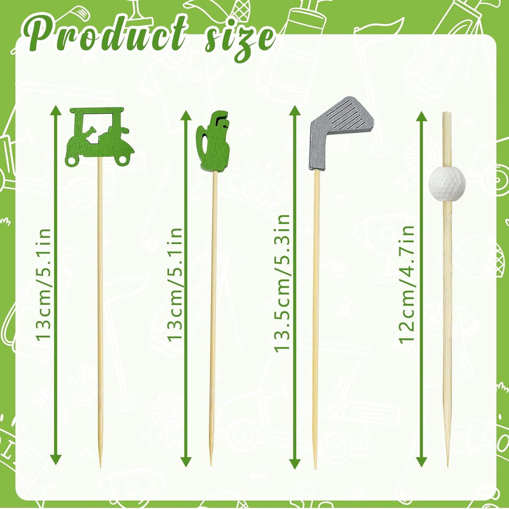 200Pcs Golf Cocktail Picks,4.7 Inch Golf Theme Decorative End Cocktail Skewers Sandwich Fruit Toothpicks for Appetizers Golf Catered Events Buffet Party Holiday Supplies,Style 1
