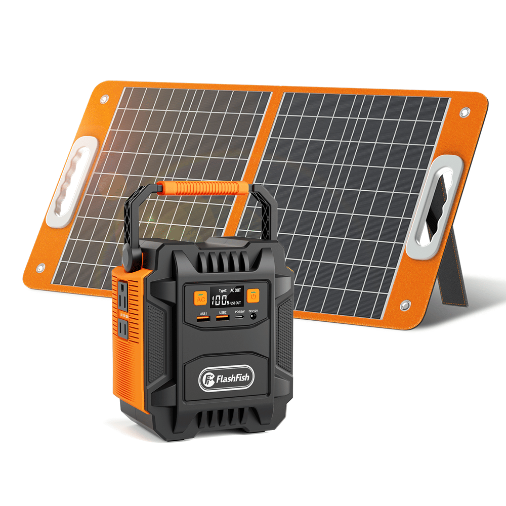 200W (Peak 400W) Portable Power Station with 60W Solar Panel,Power Backup Lithium Battery 172.8Wh Power Supply withAC Outlet DC Port USB QC3.0 Solar Portable Generator for Gift Home Outdoor Camping