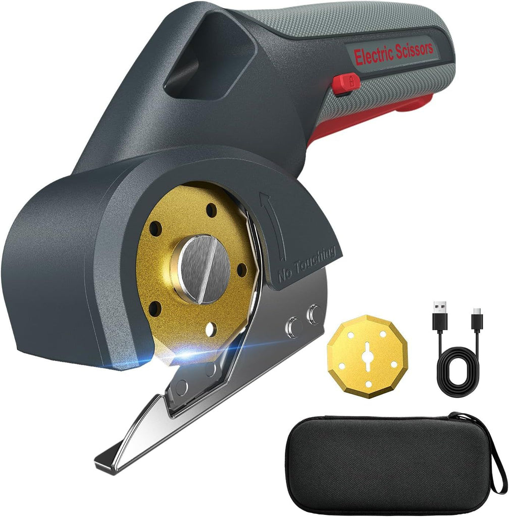2025 Upgrade 4V Cordless Cutting Tool, Cardboard Cutter with 2 Titanium Blades, 2000mAh Battery, Electric Chop Saw for Fabric, Cardboard, Leather, Carpet - Ash Grey