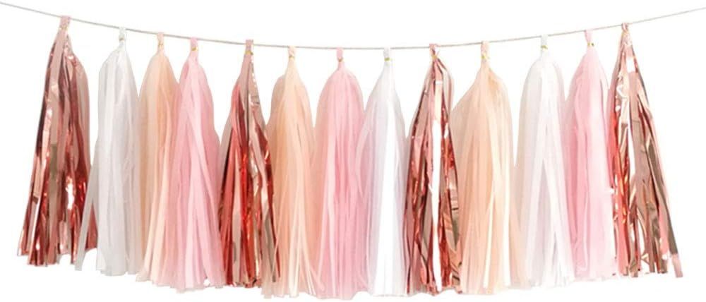 20pcs Shiny Tassel Garland Banner Tissue Paper Tassels for Wedding, Baby Shower, Table Decor Event & Party Supplies, DIY Kits