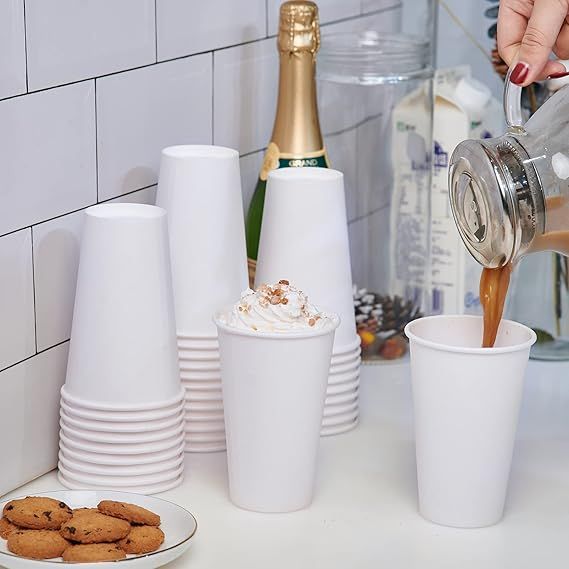 210 Pack 16 oz Disposable Paper Coffee Cup, Hot/Cold Beverage Drinking Cups for Water,