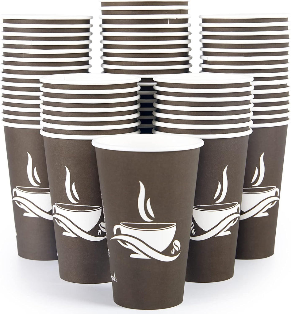 210 Pack 16 oz Paper Cups, Brown Disposable Hot Coffee Cups for Party, Picnic, Travel, and Events