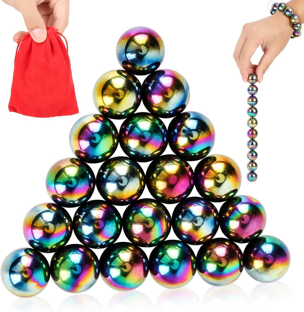 21Pcs Magnet Rainbow Ball Fidget Toy, DIY Hematite Stones Toys for Adults, Science Kit for Anxiety Relief