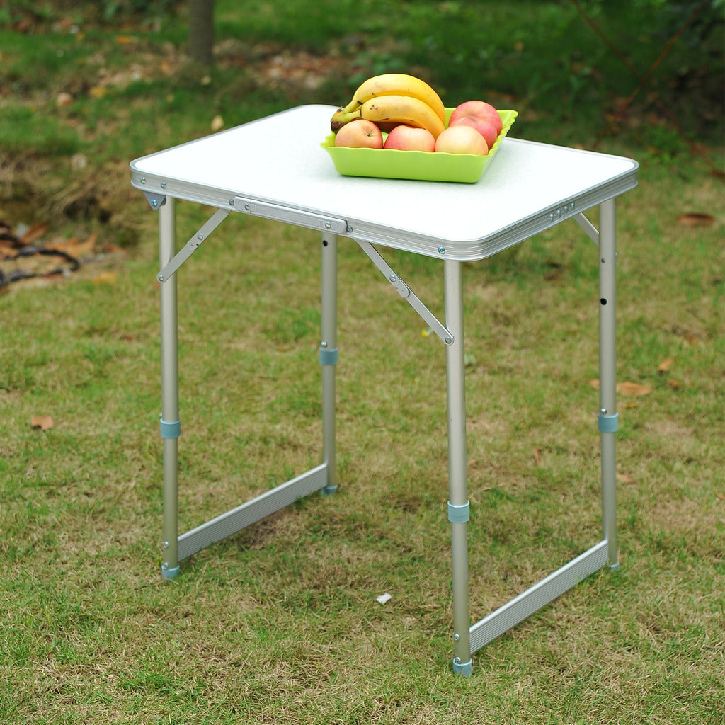 23" Portable Aluminum Camping Table with Faucet, Lightweight, Easy Clean, Adjustable Height - Folding Camp Table